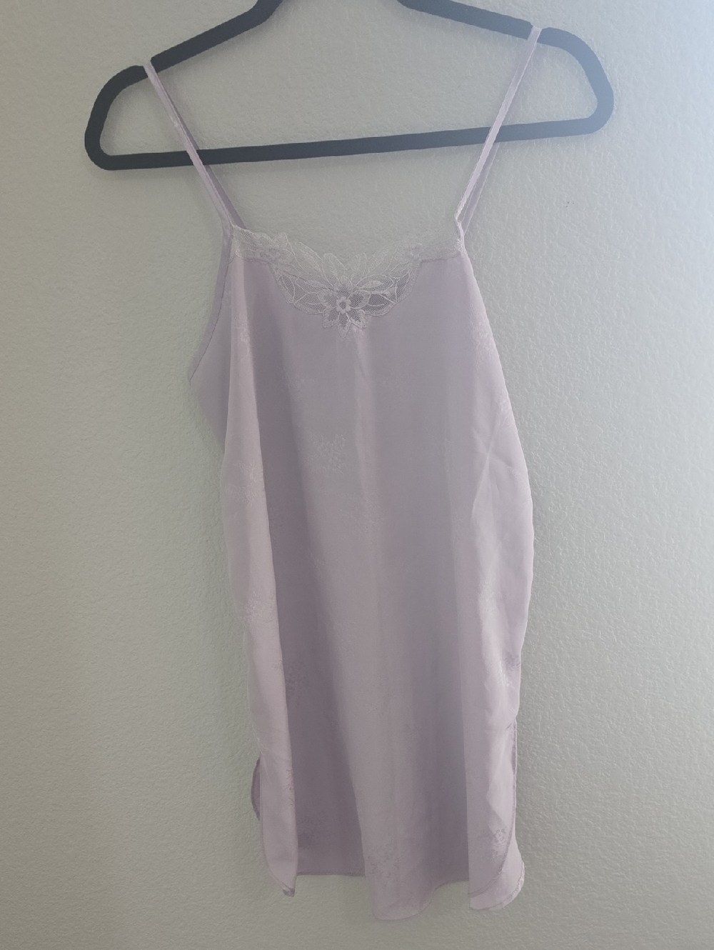 Lavender Lace-Trim Slip Dress with Adjustable Straps